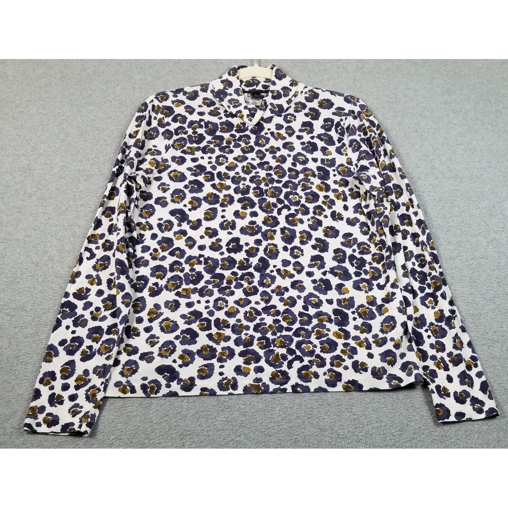 J. Crew Top Women L Large Leopard Print Long Sleeve Turtleneck Stretch Thin Fall
